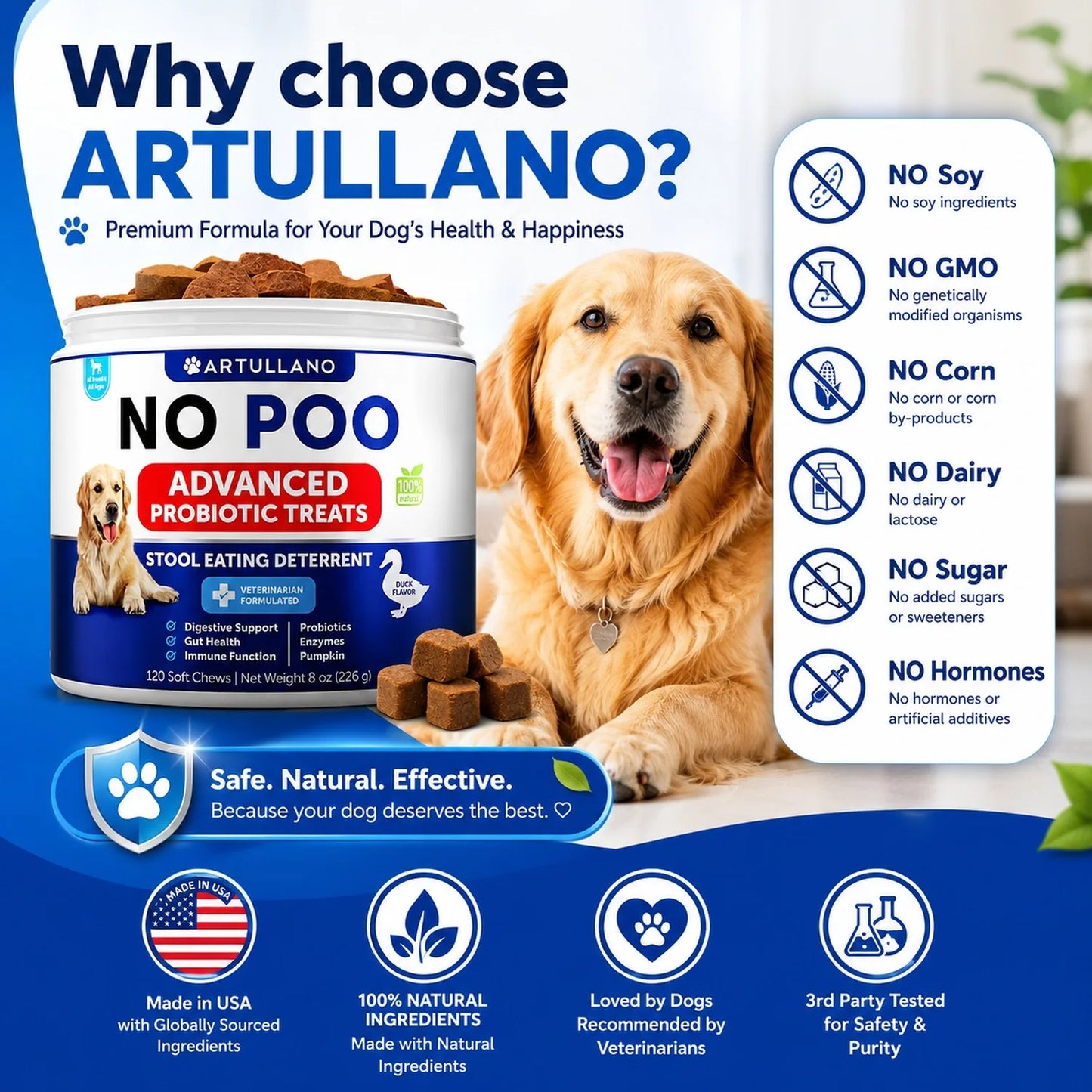 No Poo probiotic treats for dogs with simple ingredients and digestive wellness support.