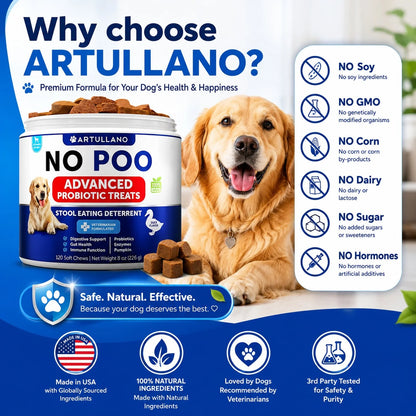 No Poo probiotic treats for dogs with simple ingredients and digestive wellness support.